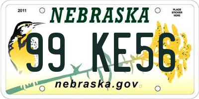 NE license plate 99KE56