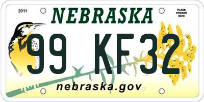 NE license plate 99KF32