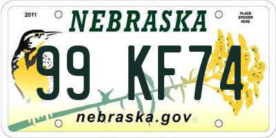 NE license plate 99KF74