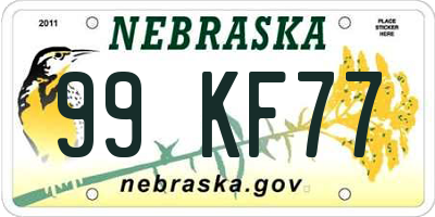 NE license plate 99KF77