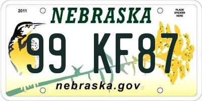 NE license plate 99KF87