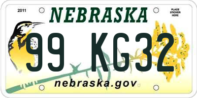 NE license plate 99KG32