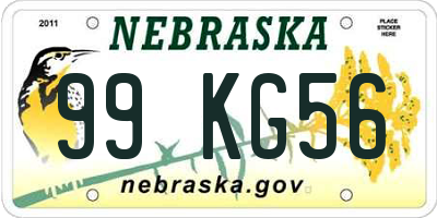 NE license plate 99KG56