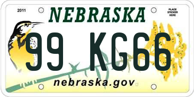 NE license plate 99KG66