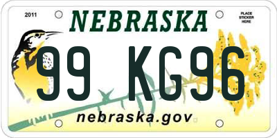 NE license plate 99KG96