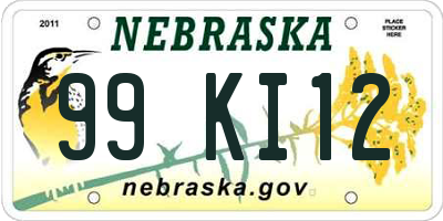 NE license plate 99KI12