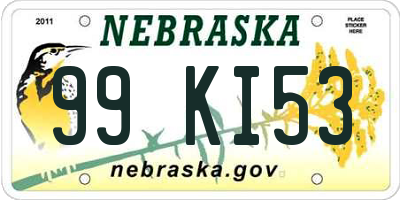 NE license plate 99KI53