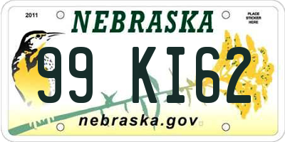 NE license plate 99KI62