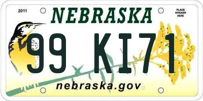 NE license plate 99KI71