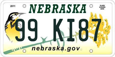 NE license plate 99KI87