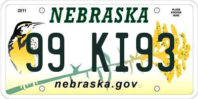 NE license plate 99KI93