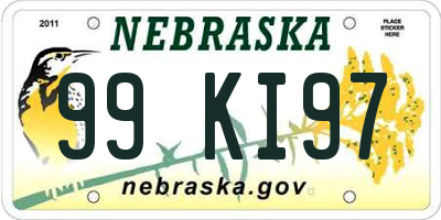 NE license plate 99KI97