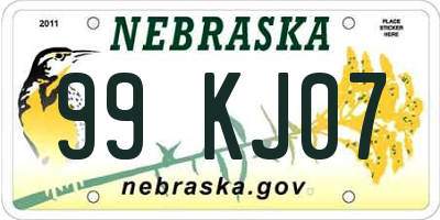 NE license plate 99KJ07