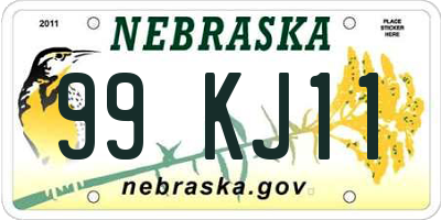 NE license plate 99KJ11
