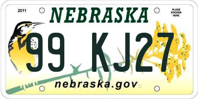 NE license plate 99KJ27