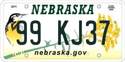 NE license plate 99KJ37