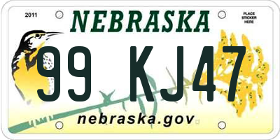 NE license plate 99KJ47