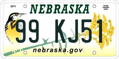 NE license plate 99KJ51