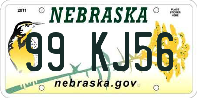 NE license plate 99KJ56
