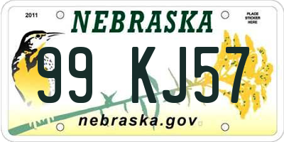 NE license plate 99KJ57