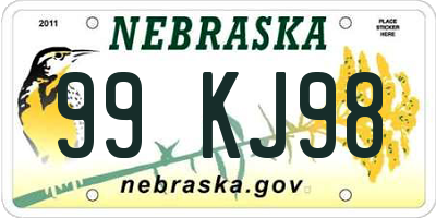 NE license plate 99KJ98