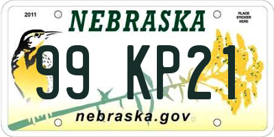 NE license plate 99KP21