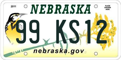 NE license plate 99KS12