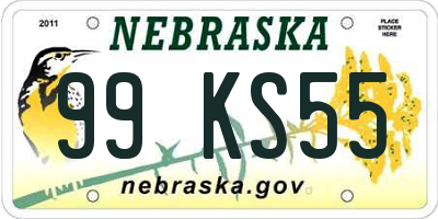 NE license plate 99KS55