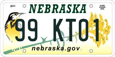NE license plate 99KT01