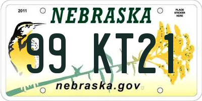 NE license plate 99KT21