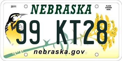 NE license plate 99KT28