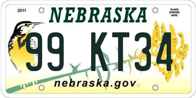 NE license plate 99KT34