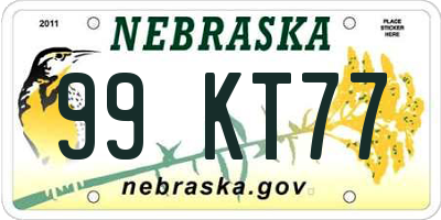 NE license plate 99KT77