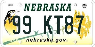 NE license plate 99KT87