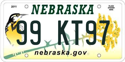 NE license plate 99KT97