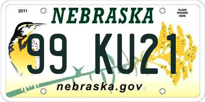 NE license plate 99KU21
