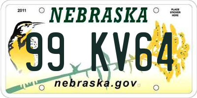 NE license plate 99KV64