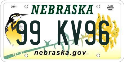 NE license plate 99KV96