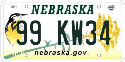 NE license plate 99KW34