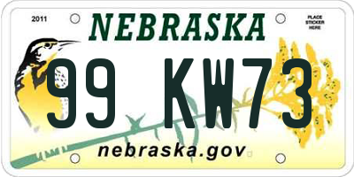 NE license plate 99KW73