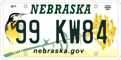 NE license plate 99KW84