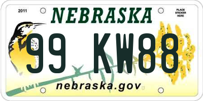 NE license plate 99KW88