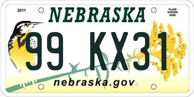 NE license plate 99KX31