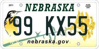 NE license plate 99KX55