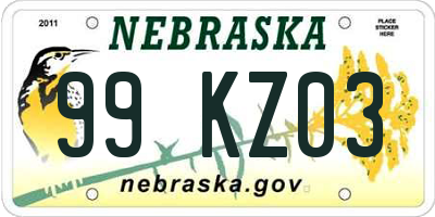 NE license plate 99KZ03