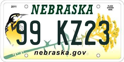 NE license plate 99KZ23