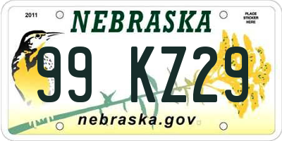 NE license plate 99KZ29