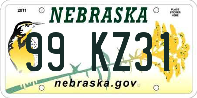 NE license plate 99KZ31