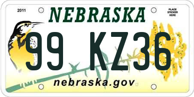 NE license plate 99KZ36