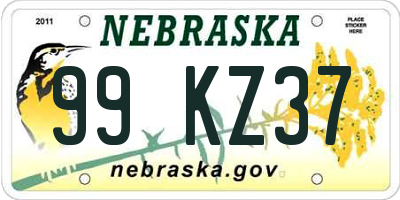 NE license plate 99KZ37